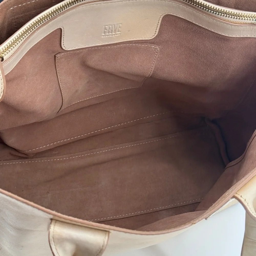 Frye Cream Leather Llana Tote Shoulder Bag